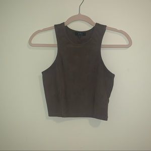 Olive Velvet Cropped Tank